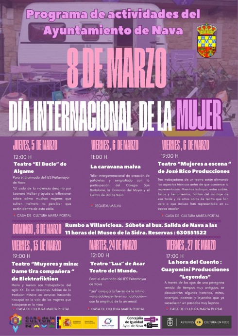 Nava conmemora el 8M con un mes de teatro, cultura y actividades por la igualdad