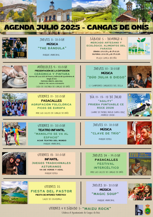 Cangas de Onís se llena de arte, música y tradición este julio con una completa agenda cultural