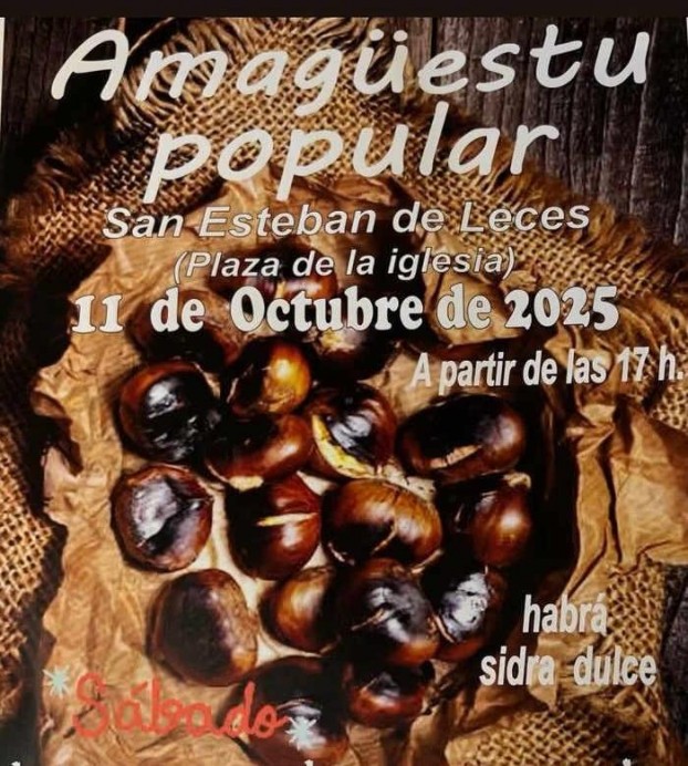 San Esteban de Leces celebra su Amaguestu Popular con castañas, sidra dulce y arroz con leche