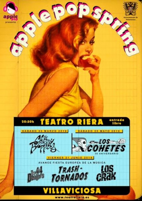 Primavera musical en Villaviciosa , con música en directo. The Cherry Boppers abren cartel este sábado en el Teatro Riera