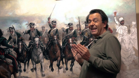 Presentación del cuadro La primera Victoria, La Batalla de Covadonga de Augusto Ferrer Dalmau