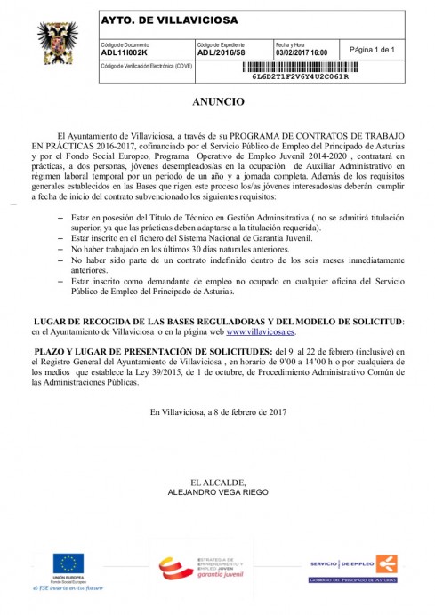 Programa de contratos de trabajo en prácticas