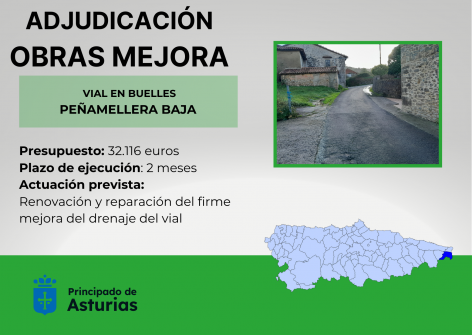 Fomento adjudica en 30.000 euros la mejora de un vial en Buelles, en Peñamellera Baja