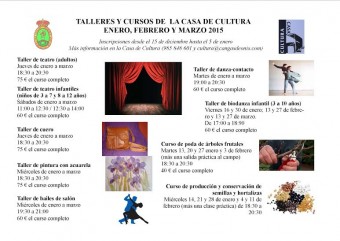 La Casa de Cultura abre la matrícula para diez nuevos cursos y talleres para el primer trimestre de 2015