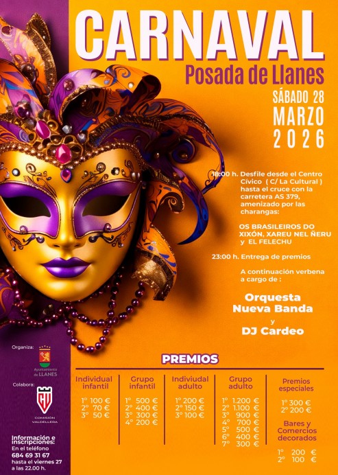 Posada de Llanes se prepara para un Carnaval 2026 lleno de música, desfile y ambiente festivo