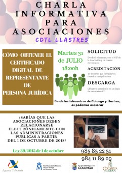 Charla para asociaciones en Llastres el 31 de Julio