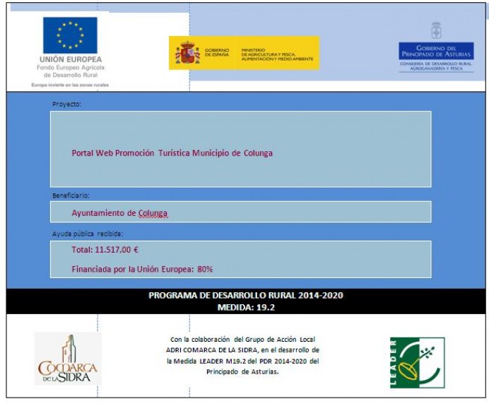Ayuda Leader: Portal Web Promoción Turística - Municipio de Colunga