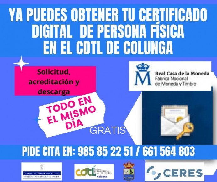 El CDTL de Colunga ya puede gestionar certificados digitales
