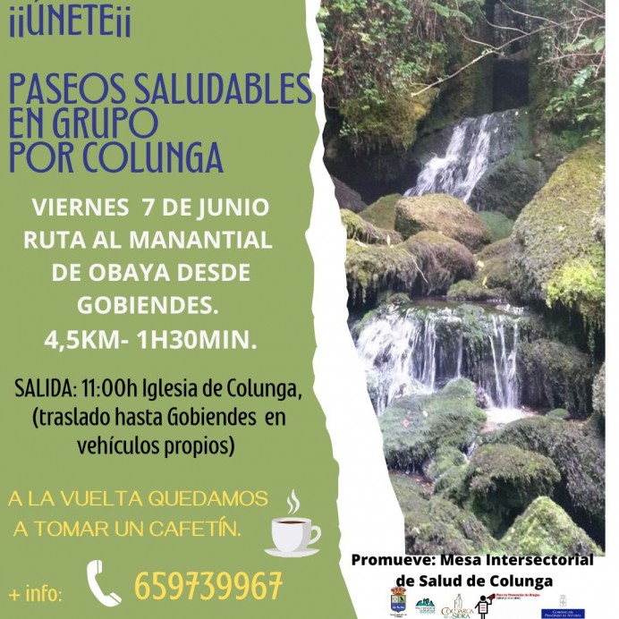 Paseos saludables en grupo por Colunga, Ruta al Manantial de Obaya