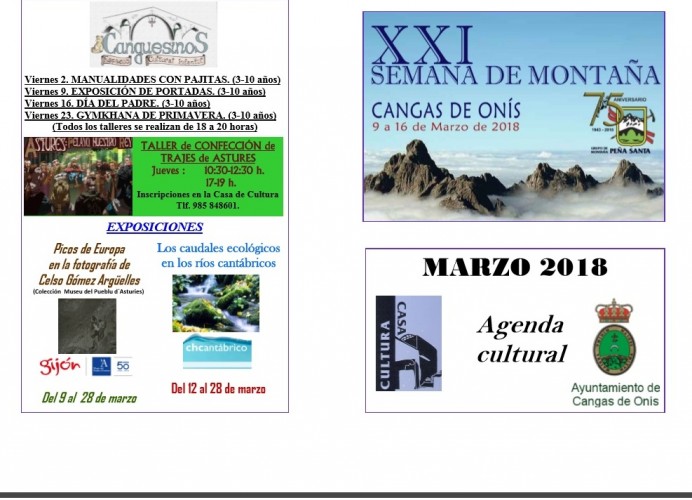 Agenda Cultural de Marzo Ayto Cangas de Onís