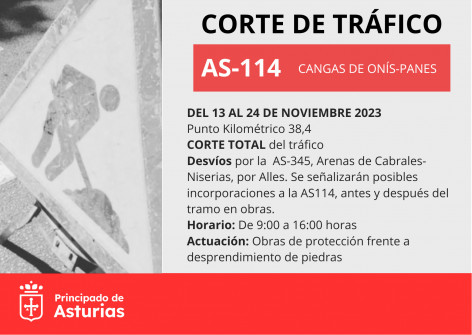 Fomento inicia mañana las obras para aumentar la protección ante desprendimientos en la carretera AS114, en Peñamellera Alta