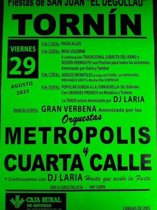 Tornín vibra con las Fiestas de San Juan ‘El Degollau’ 2025