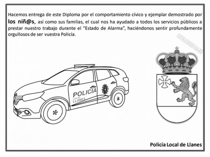 La Policía Local de Llanes, entregará diplomas a los niños por el confinamiento