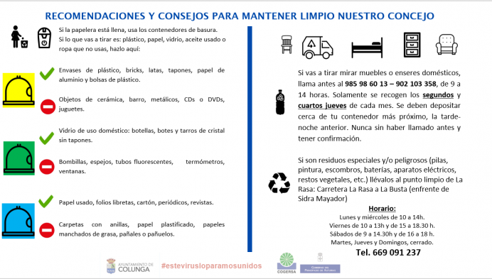 Recogida de muebles y enseres. Nuevo teléfono para avisos