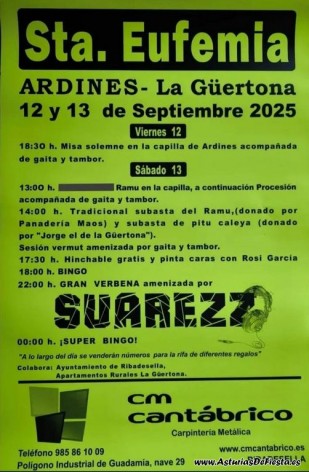 Ardines (Ribadesella) celebra las fiestas de Santa Eufemia 2025