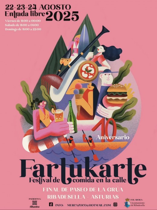 Fartukarte 2025 celebra su 10mo aniversario en Ribadesella con food trucks, música y espectáculos