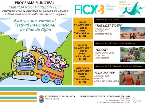 Colunga estará presente en el FICX y el FICX llegará a Colunga con dos destacadas proyecciones