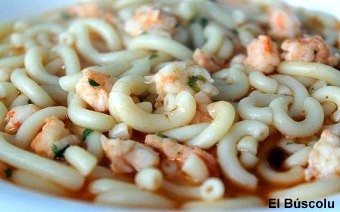 Fideos con gambas
