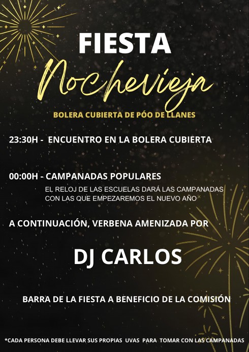 Poo de Llanes celebra la Fiesta de Nochevieja con campanadas y música en directo