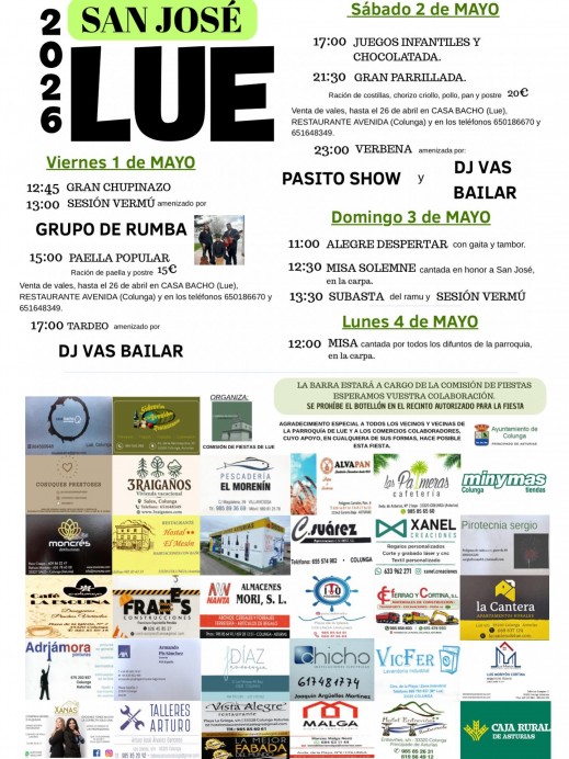 Fiestas de San José 2026 en Lue