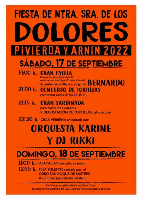 Fiestas de Nuestra Señora de los Dolores en Pivierda