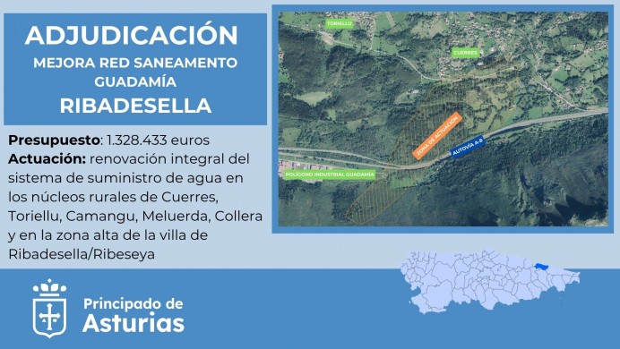 El Principado adjudica la mejora de la red de abastecimiento de Guadamía, en Ribadesella
