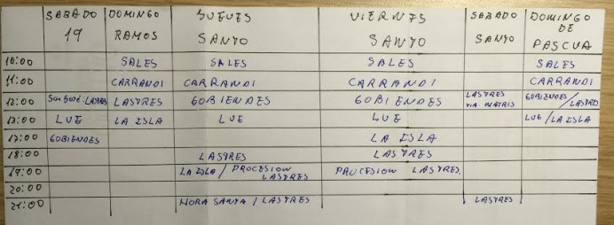 Horarios de Semana Santa para la Unidad de Lastres