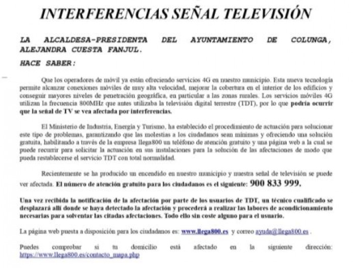 Interferencias señal de televisión en Colunga