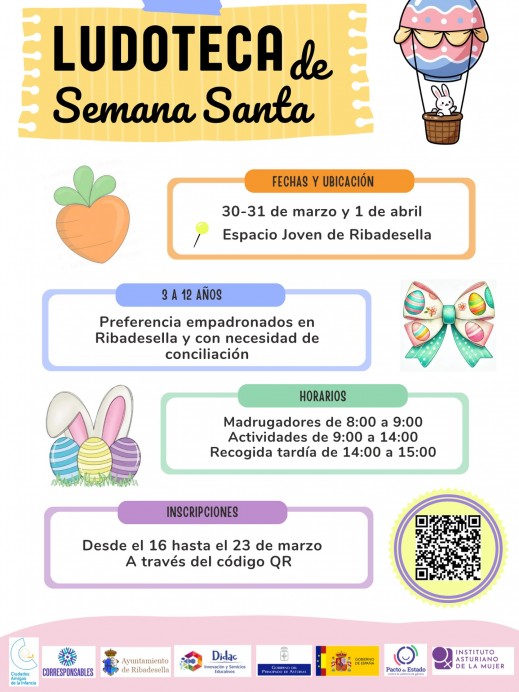Ribadesella organiza una Ludoteca de Semana Santa para niños de 3 a 12 años