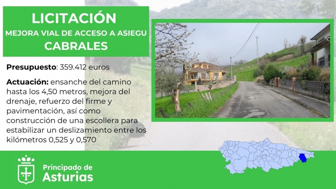 El Principado invierte 360.000 euros en mejorar el acceso a Asiegu (Cabrales)