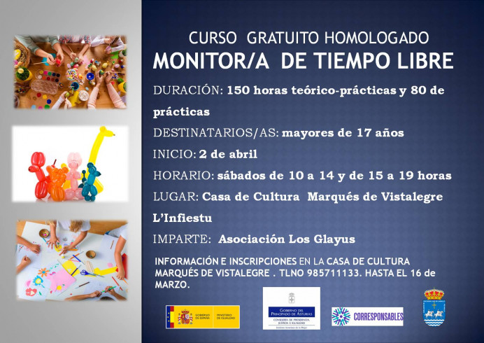 Curso gratuito de monitor de tiempo libre