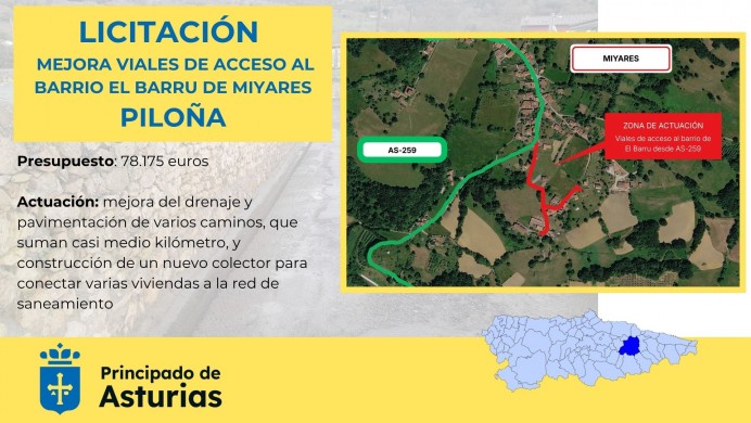 Movilidad licita mejoras en los accesos al barrio El Barru, en Miyares, PIloña