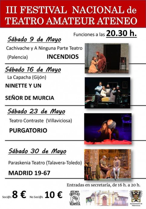 El Ateneo Obrero de Villaviciosa presenta la III Muestra Nacional de Teatro Amateur con cuatro funciones en mayo
