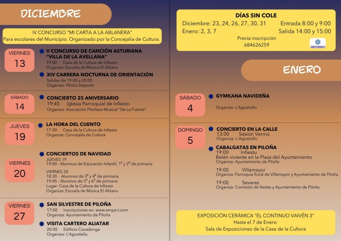 Piloña se llena de actividades culturales y navideñas durante diciembre y enero Piloña se llena de actividades culturales y navideñas durante diciembre y enero