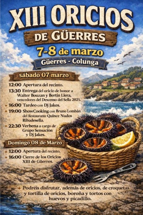 Los XIII Oricios de Guerres regresan a Colunga con gastronomía y música los días 7 y 8 de marzo