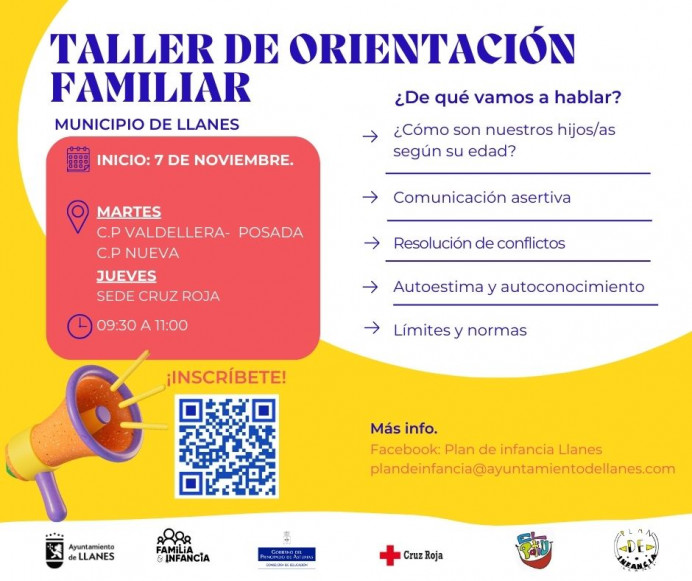 Talleres de parentalidad positiva y orientación familiar en Llanes