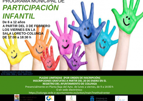Inscripciones abiertas en los programas de Participación INFANTIL y JUVENIL Colunga 