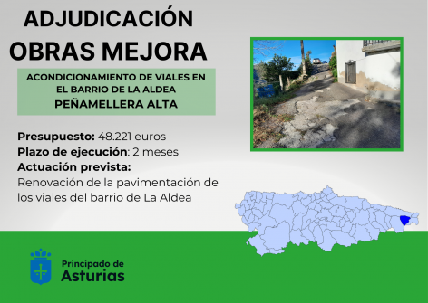 Fomento mejorará los viales del barrio de La Aldea, en Peñamellera Alta, con una inversión de 48.000 euros