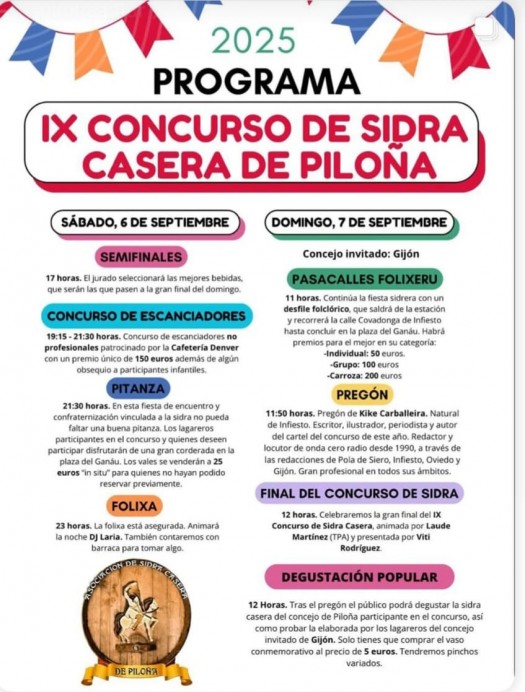 Piloña celebra el IX Concurso de Sidra Casera con pasacalles, pregón y degustación popular Piloña celebra el IX Concurso de Sidra Casera con pasacalles, pregón y degustación popular