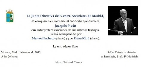 Concierto de Joaquín Pixán en el Centro Asturiano de Madrid