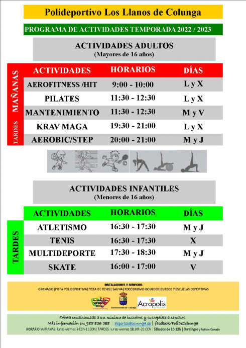Nuevas actividades en el Polideportivo de Colunga