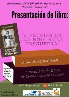 Presentaciones literarias jueves 11 y viernes 12 de abril en Colunga