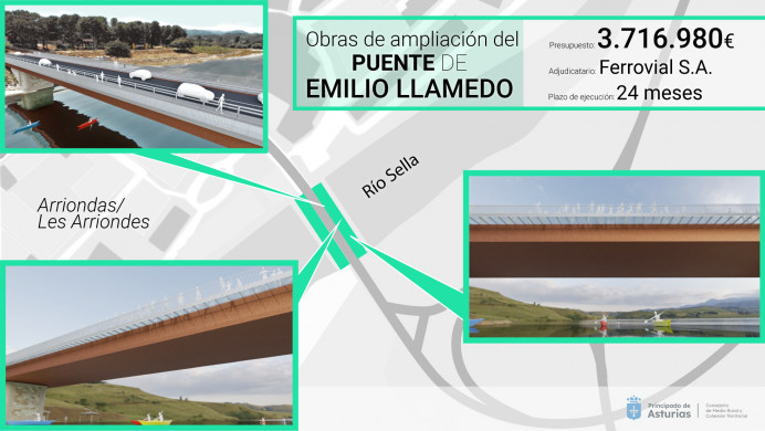 El Principado adjudica la obra de ampliación del puente Emilio Llamedo de Arriondas/Les Arriondes por 3,7 millones