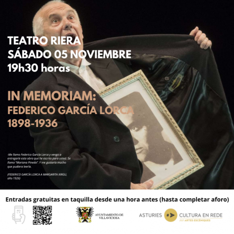 In Memoriam, Federico García Lorca, de Teatro del Norte, este sábado 5 de noviembre 19h30 en el Teatro Riera