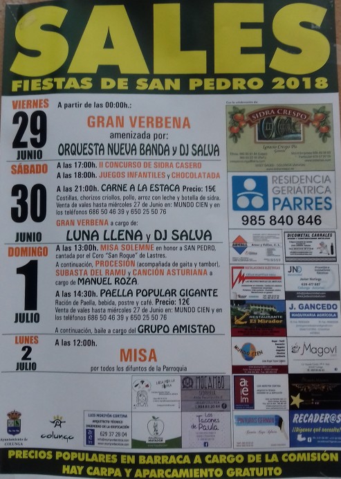 Fiiestas de San Pedro 2018 en Sales