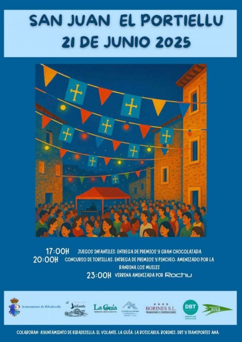 San Juan 2025 en El Portiellu (Ribadesella) se celebrará el 21 de junio con juegos, tortilla y verbena