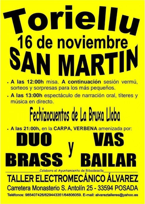 Toriellu celebra sus fiestas en honor a San Martín este 16 de noviembre