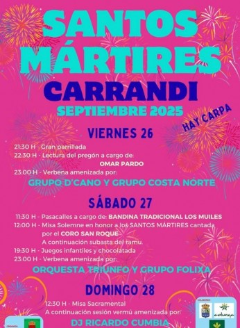 Santos Mártires 2025 en Carrandi: tres días de fiesta y tradición en Colunga