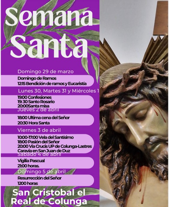 Semana Santa en Colunga 2026: programa completo de actos en San Cristóbal el Real