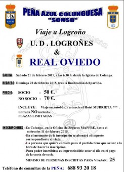 Viaja con la Peña Azul Sonso a Logroño 